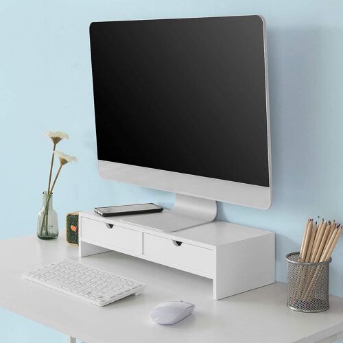 Sobuy Bbf02-W Réhausseur D'écran Support De Moniteur Écran Ergonomique Support , Ordinateur Portable Ou Écran Tv