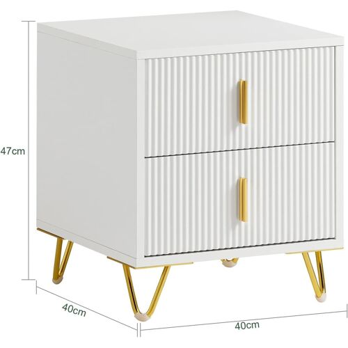 SoBuy FBT115-W Table de Chevet avec 2 tiroirs Table de Nuit Bout de canapé Table d'appoint Table Téléphone Table de Café Table de Lit, Blanc