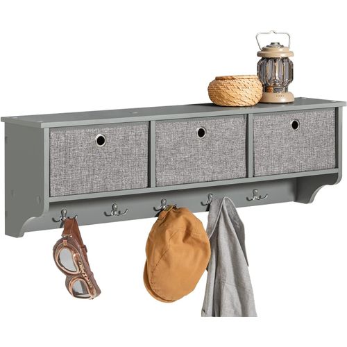 SoBuy FRG282-HG Portemanteau Mural Étagère 3 Tiroirs Meuble d'entrée Penderie mural ? Gris
