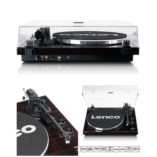 Platine DISQUE Vinyle BRUN FONCE USB Bluetooth 33 45 Tours Stéréo RCA Bluetooth lecteur/enregistreur
