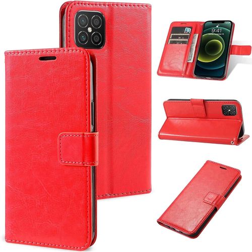 Etui Coque Compatible Xiaomi Redmi 9a Cover Housse Portefeuille¡¿2x¡¿ Verre Trempe,3 Fente Pour Carte Fermeture?Magnetique Portable 360¡Ãprotection Antichoc Stand Cuir Premium Pc Coque,Rouge