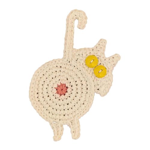 Peeking Cat Butt Coaster Drôle Crochet Motif Fait Main Drink Cup Mat Pour Les Amoureux Des Chats