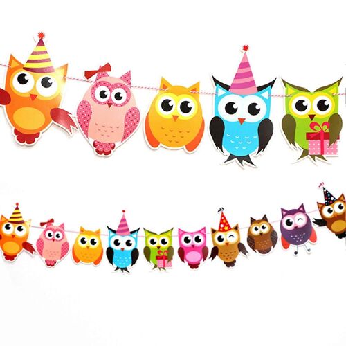 Animaux des bois Bannière Créature Sauvage Joyeux Anniversaire Bannière de Nid d'ange pour Décorations de fête d'anniversaire 2pcs