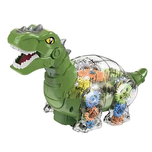 Jouet de voiture de dinosaure d'engrenage transparent électrique avec la musique lumineuse Véhicule de jouet de dinosaure clignotant lumineux pour jouet de fille de garçon d'enfant