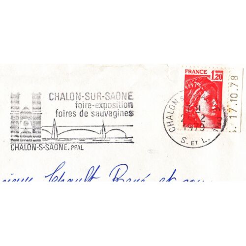 Enveloppe Avec Flamme Philatélique "Chalon Sur Saone Ppal : Foire-Exposition, Foires De Sauvagines"