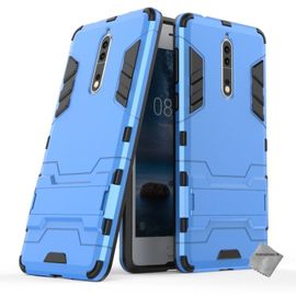 Housse Etui Coque Rigide Anti Choc Pour Nokia 8 + Verre Trempe - Bleu Clair
