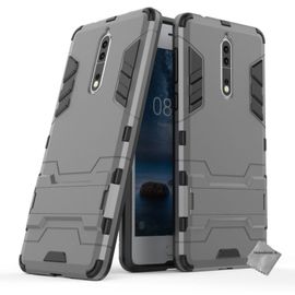 Housse Etui Coque Rigide Anti Choc Pour Nokia 8 + Verre Trempe - Gris