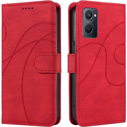 Coque Pour Oppo A96 4g / Oppo A76 4g / Oppo A36 4g / Realme 9i, Portefeuille Magnetique Housse En Cuir Pu, Etui A Rabat De Protection Pour Oppo A96 4g / Oppo A76 4g / Oppo A36 4g, Rouge