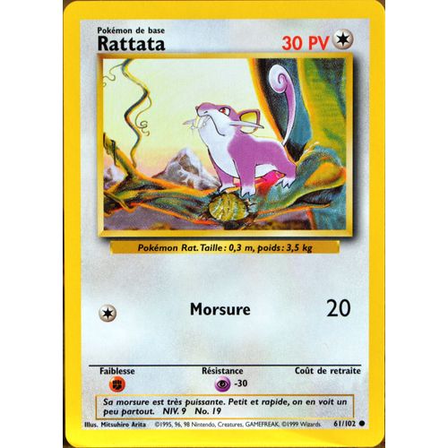 Carte Pokémon 61/102 Rattata 30 Pv Set De Base Neuf Fr