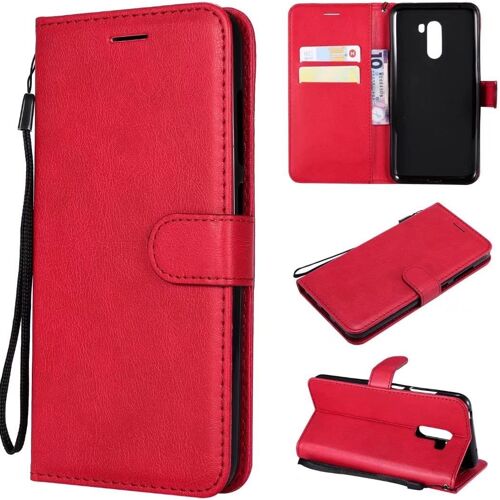 Compatible Avec Coque Xiaomi F1, Flip Rabat Cuir Portefeuille Housse Avec Fentes Pour Cartes, Magnetique Fonction Stand Etui A Rabat Rouge & 2x Verre Trempe