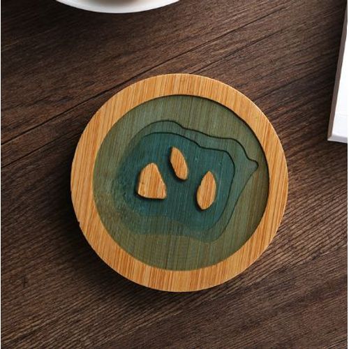 Dessous De Verre Rond En Bambou Transparent En Résine Époxy