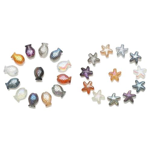 60 Pcs Cristal Pendentif Poisson Étoile De Mer Forme Verre Perles À Facettes Artisanat Matériel Fabrication De Bijoux Boucles D'oreilles