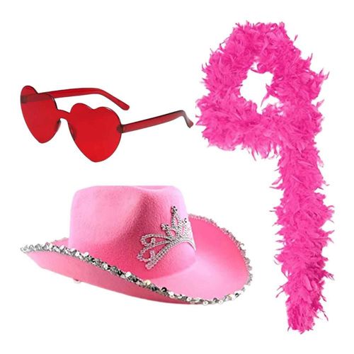 Chapeau De Cowgirl Rose Avec Lunettes De Soleil Pour Femme, En Forme De C¿Ur, Doux Pour La Peau