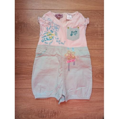 Combinaison Short Sans Manches Vert Clair Bébé Fille 6 Mois