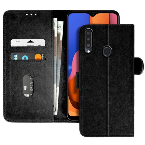 Étui pour Samsung Galaxy A20s Clapet Portefeuille et Support Vidéo Noir