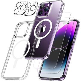 Coque Pour Iphone 15 Pro Max Et 2 Verres Trempé Écran Et 2 Protections Caméra - Cercle Magnétique Intégré Phonillico®