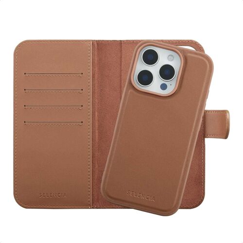 Selencia Étui Portefeuille Amovible Olyn Avec Magsafe Iphone 16 Pro Marron