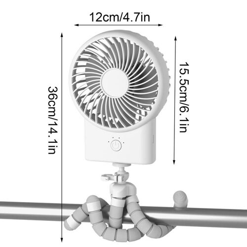 Ventilateur de Poussette pour Enfant, Batterie USB, 663 Vitesses, Rotatif à 360 °, avec Trépied Flexible, réinitialisation pour Tente CPull