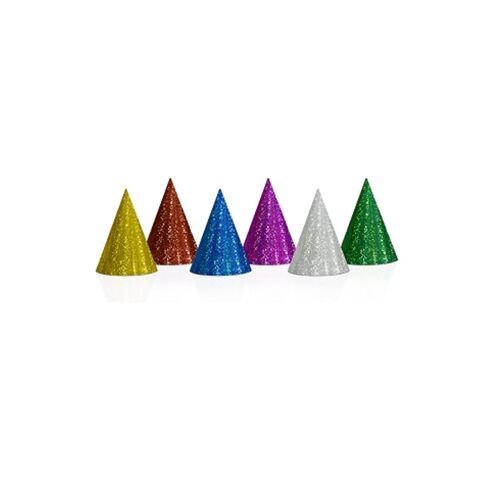 20 Chapeaux De Fête Colorés Holographiques Taille Unique