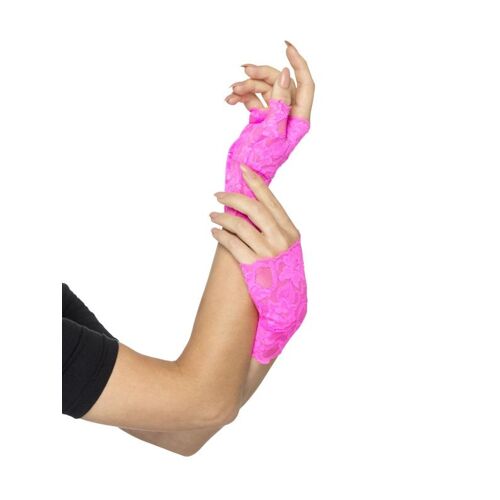 Mitaines Dentelle Roses Fluo Femme Taille Unique
