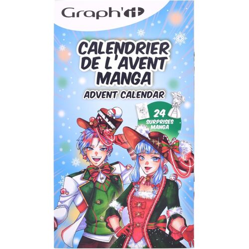 JEXNOVASHOP-Calendrier de l'Avent Manga 2024-24 Surprises Créatives - Idéal pour Passionnés de Dessin et de Manga - Pour Adulte, Enfant - Marqueurs, Feutre Liner, Trousse Inclus - Cadeau Fille Garcon