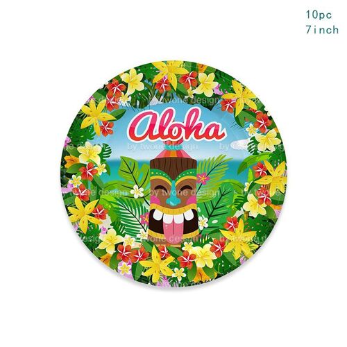 Assiettes et fourcommuniste à thème hawaïen, vaisselle anglaise, serviettes de poulet, papier de normalisation, rentabilité tropicale hawaïenne, décor de fête ha