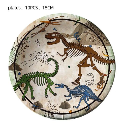 Dinosaure Fossile Thème Archéologique, Poulet Britannique Dinosaure D37Serviettes Assiettes Jungle 1er Joyeux Anniversaire ixDec