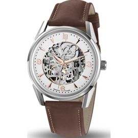 Montre Lip Homme Himalaya 1954 Automatique Squelette Cuir Marron 671557