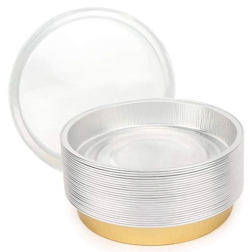 Promotion! Poêle À Pizza À Feuille D'aluminium Avec Couvercles, Poêle À Tarte En Étain Jetable, Paquet De 25 Pièces De 6 Pouces