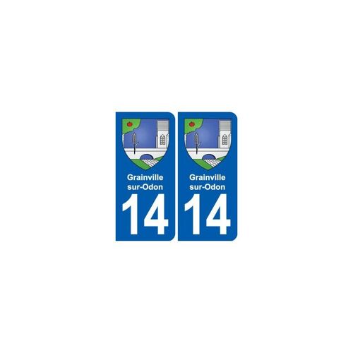 14 Grainville-Sur-Odon Blason Ville Autocollant Plaque Sticker - Couleur : Droits - Angles : Droits