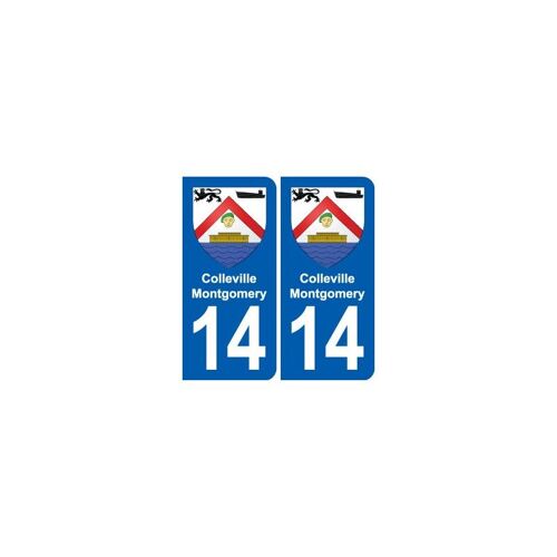 14 Colleville-Montgomery Blason Ville Autocollant Plaque Sticker - Couleur : Droits - Angles : Droits