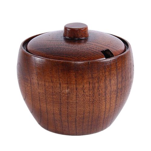Promotion! Pot À Épices En Bois Massif, Sucrier, Sel Et Poivre, Boîte D'assaisonnement De Style Japonais Avec Couvercle, Outil De Cuisine