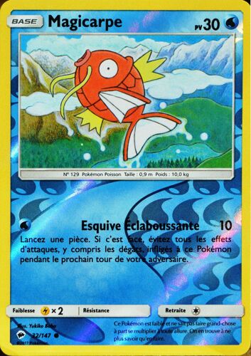 Carte Pokémon 32/147 Magicarpe 30 Pv - Reverse Sl3 - Soleil Et Lune - Ombres Ardentes Neuf Fr
