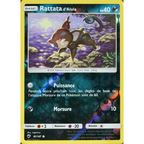 Carte Pokémon 81/147 Rattata D'alola 40 Pv
