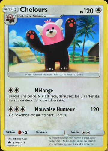 Carte Pokémon 111/147 Chelours 120 Pv Sl3 - Soleil Et Lune - Ombres Ardentes Neuf Fr