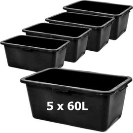 5 X Conteneur De Construction Pour Mortier, Forme Rectangulaire 60 L Largeur: 72 Cm