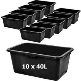 10 X Conteneur De Construction Pour Mortier, Forme Rectangulaire 40 L Largeur: 72 Cm