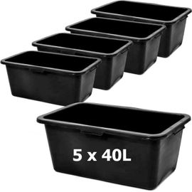5 X Conteneur De Construction Pour Mortier, Forme Rectangulaire 40 L Largeur: 72 Cm