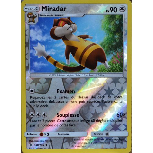 Carte Pokémon 108/145 Miradar 90 Pv - Reverse Sl2 - Soleil Et Lune - Gardiens Ascendants Neuf Fr