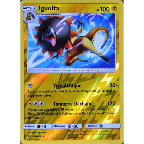 Carte Pokémon 44/145 Iguolta 100 Pv - Reverse Sl2 - Soleil Et Lune - Gardiens Ascendants Neuf Fr