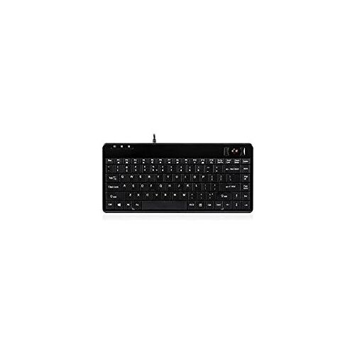 Perixx PERIBOARD-505H PLUS, Wired USB Trackball Keyboard - Built-in 2x USB2.0 Hubs - Mini 12.40x5.79x0.83"" Dimension - Fit with Professional or Industrial Use - US English Layout
