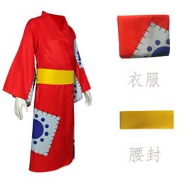 One Piece Wano Country Cos Luffy Kimono Chapeau De Paille Membre Capitaine Cosplay Costume Homme Yukata Japo