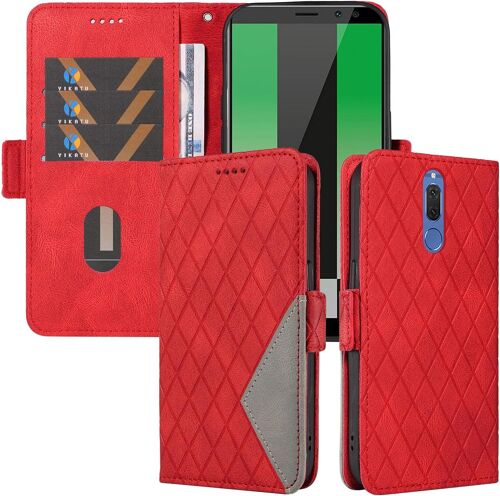 Coque Pour Huawei Mate 10 Lite/Nova 2i, Housse En Cuir Pu Portefeuille Pochette, Etui A Rabat De Protection Compatible Avec Huawei Mate 10 Lite/Nova 2i, Rouge