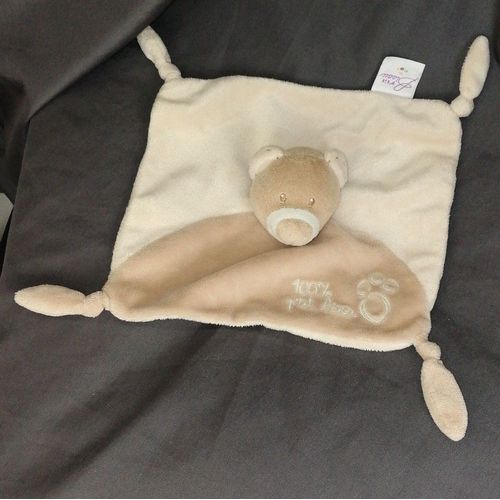Doudou Ours Plat Écru Beige 100% P'tit Ptit Bisou