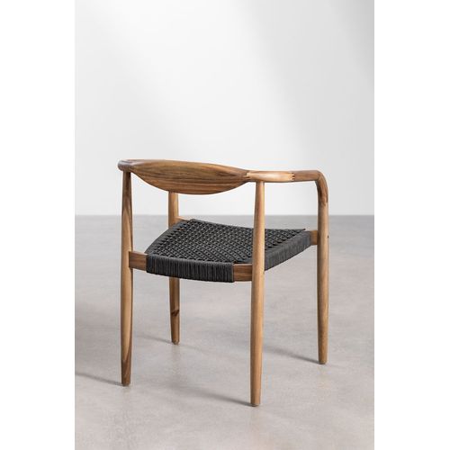 Lot De 2 Chaises De Salle À Manger En Acacia Et Corde Tressée Mallory Gris Anthracite