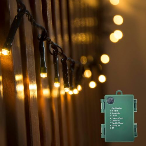 Jgd-Guirlande Lumineuse De Noël Led Alimentée Par Piles Sur Câble Vert Foncé Pour Intérieur/Extérieur (5 M, 50 Led)