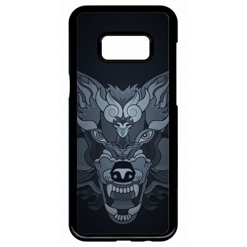 Coque pour smartphone - Loup fond gris - compatible avec samsung Galaxy S8+ - Plastique - bord Noir