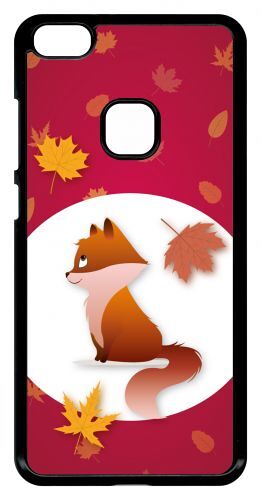 Coque pour smartphone - Renard fond rouge - compatible avec huawei P10 Lite - Plastique - bord Noir