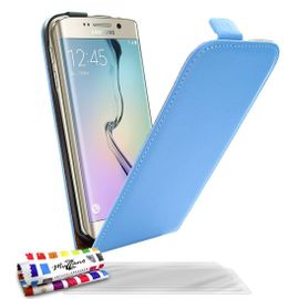 Samsung Galaxy S6 Edge Etui À Rabat Bleu Cuir Simili (Pu), 3 Films