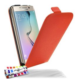 Samsung Galaxy S6 Edge Etui À Rabat Rouge Cuir Simili (Pu), 3 Films